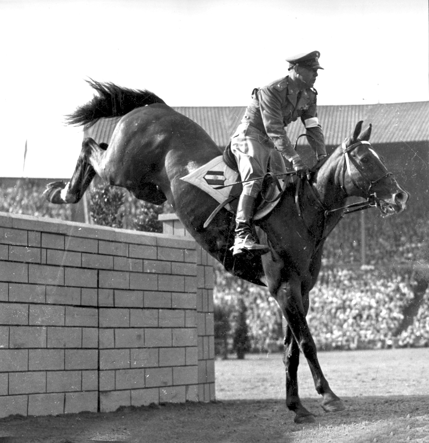 General Humberto Mariles riding Arete - London 1948 Olympic Games, Wembley Stadium, final jump to win Individual, and Team Gold Medals
